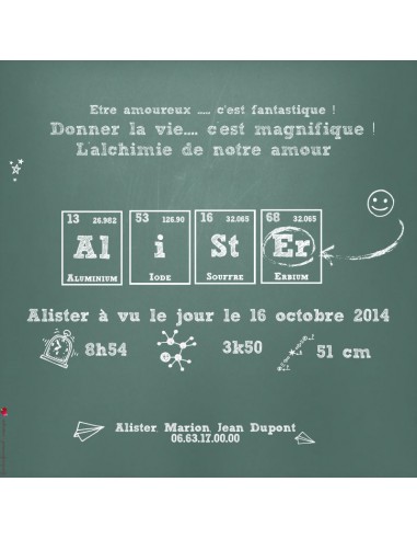 Faire-part Naissance Science -... Faire-part Naissance Science -...