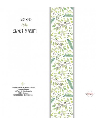 Faire-part Mariage Bandeau Feuillage...