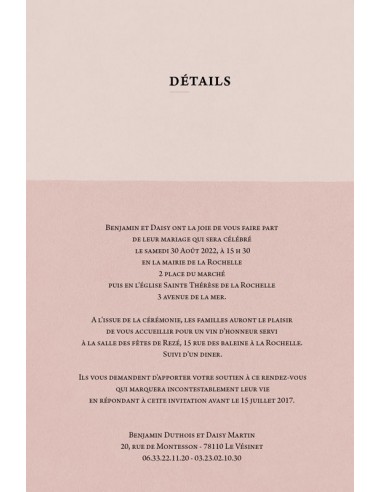 Faire-part Mariage Nude Rose Poudré -... Faire-part Mariage Nude Rose Poudré -...