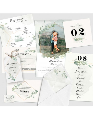 Faire-part Mariage Feuillage Olivier...