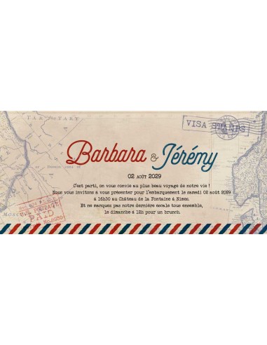 Faire-part Mariage Voyage Vintage -... Faire-part Mariage Voyage Vintage -...