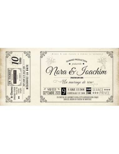 Faire-part Mariage Ticket de cinéma -... Faire-part Mariage Ticket de cinéma -...
