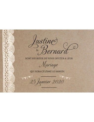 Faire-part Mariage Dentelle kraft -... Faire-part Mariage Dentelle kraft -...