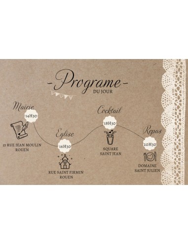 Faire-part Mariage Dentelle kraft -... Faire-part Mariage Dentelle kraft -...
