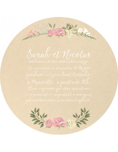 Faire-part mariage Rond Couronne de... Faire-part mariage Rond Couronne de...