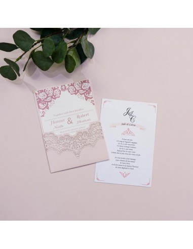 Faire-part mariage dentelle Pochette...