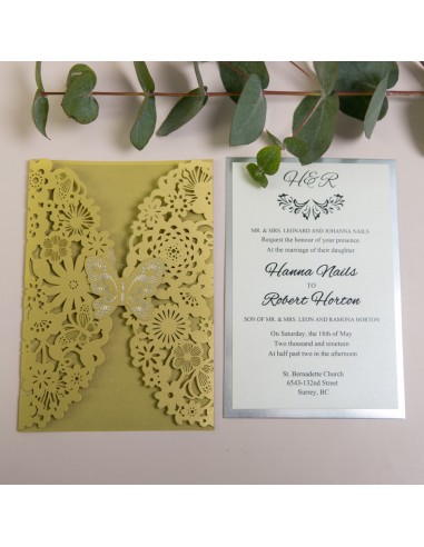 Faire-part Mariage dentelle Papillon...