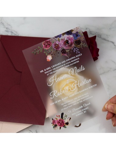 Faire-Part Mariage Coloré avec Fleurs - Invitation Florale