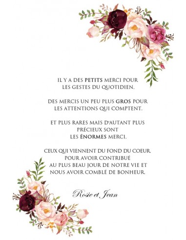 Remerciements Floral - Collection Rosie