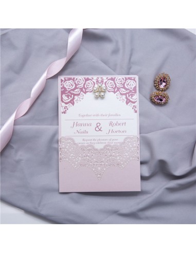 Faire-part mariage dentelle Pochette...