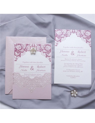 Faire-part mariage dentelle Pochette...
