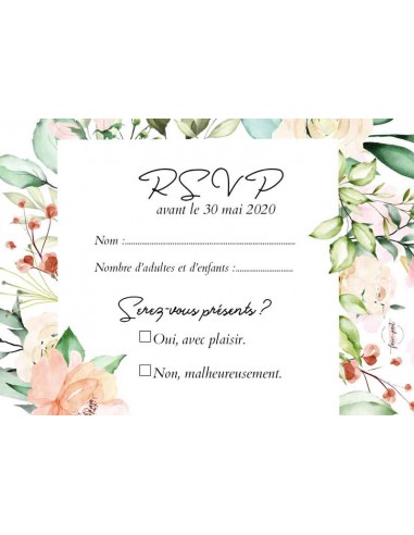 Carton Réponse RSVP Floral - Alexis Carton Réponse RSVP Floral - Alexis