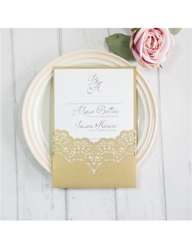 Faire-part mariage dentelle Pochette...
