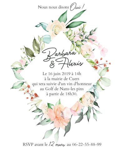 Faire-Part Mariage Plexi Floral -...