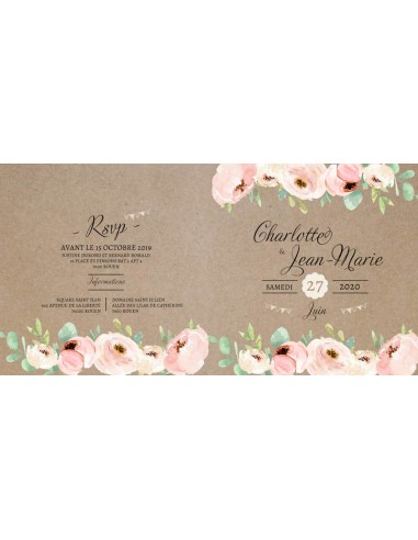 Faire-part Mariage Champêtre Fleuri -... Faire-part Mariage Champêtre Fleuri -...