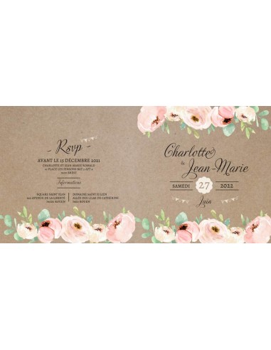Faire-part Mariage Champêtre Fleuri -... Faire-part Mariage Champêtre Fleuri -...