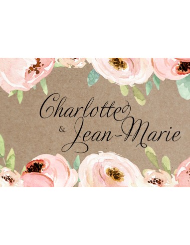 Timbre Mariage Champêtre Fleurs -...