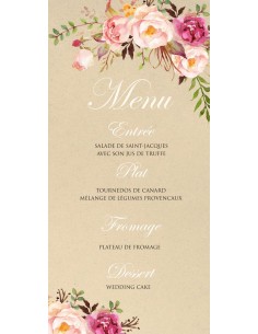 Menu Mariage roses florales... 2