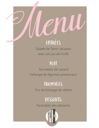 Menu Mariage Moderne - Collection Ella