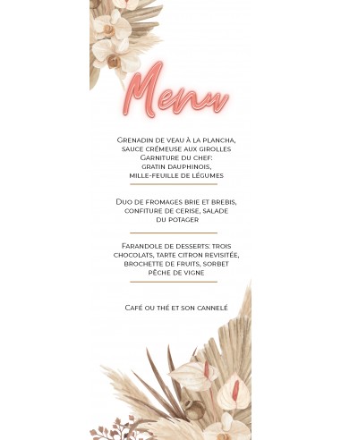 Menu Mariage Herbe de la Pampa -...
