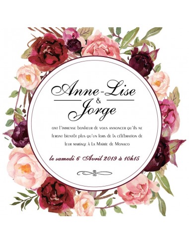 Faire-part Mariage Roses Bordeaux... Faire-part Mariage Roses Bordeaux...