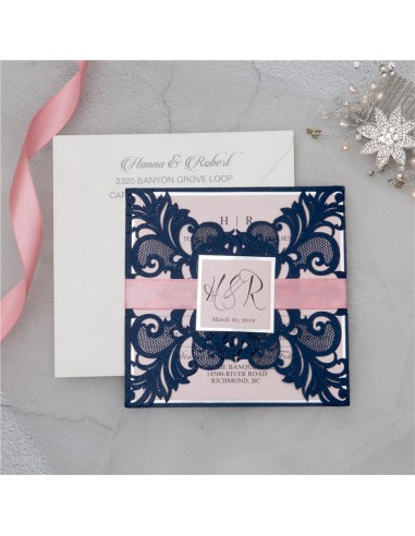 Faire-part Mariage Dentelle chic et...